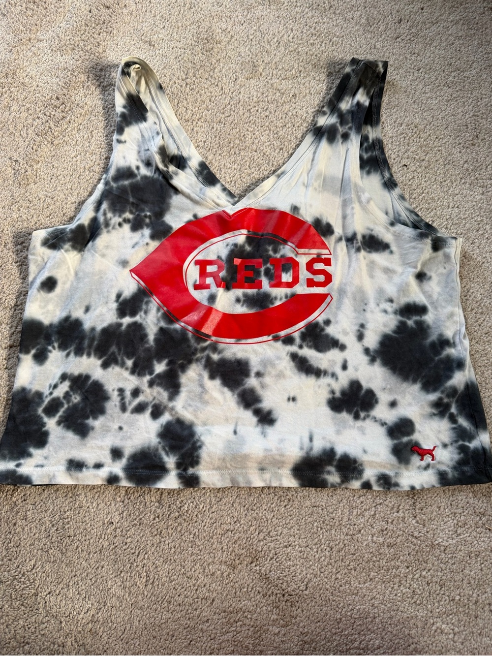Pink Victoria’s Secret Reds Tie-Dye V-Neck Cropped Tank Top